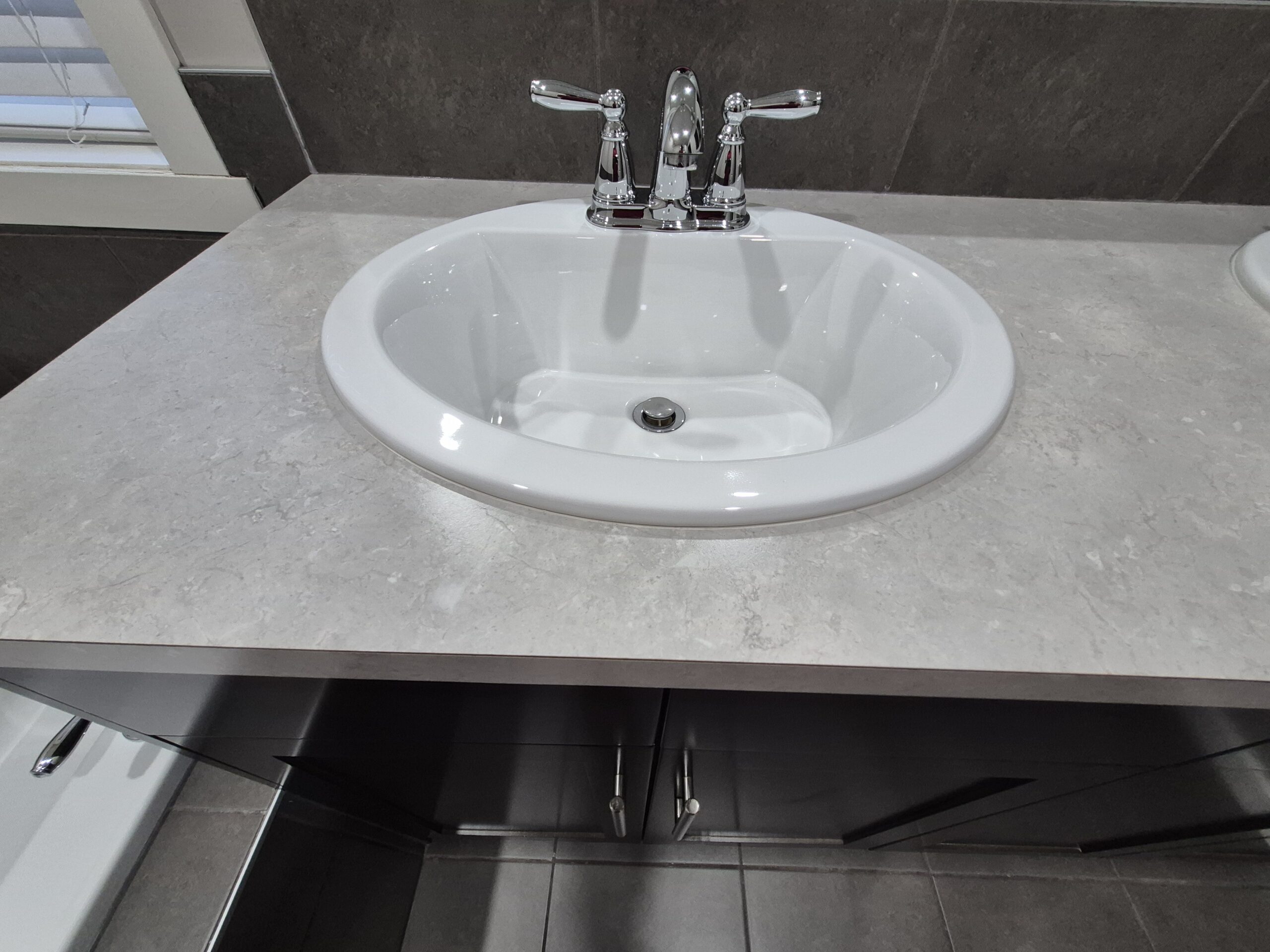 After: bathroom sink and counter cleaned